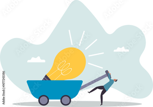Big business idea, innovation or inspiration to start new business, effort or inspiration for creativity ideas .character for design.