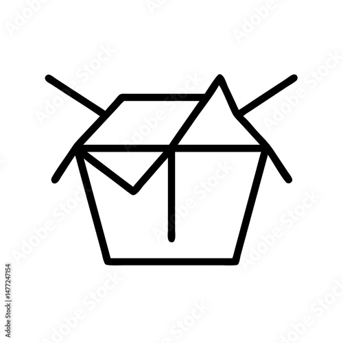 Chinese takeout box outline illustration for food containers  