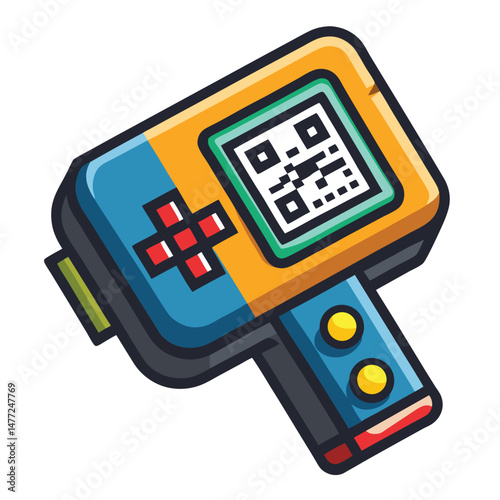 QR code scanner gaming instrument isolated on white background