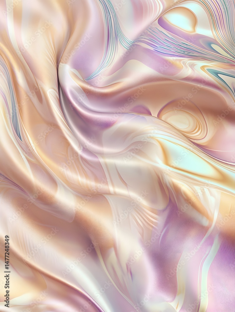 Obraz premium <Elegant Pastel Marble Background: Fluid Abstract Design with Iridescent Swirls>