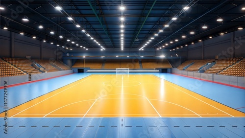 Indoor court prepared for futsal or mini sports matches