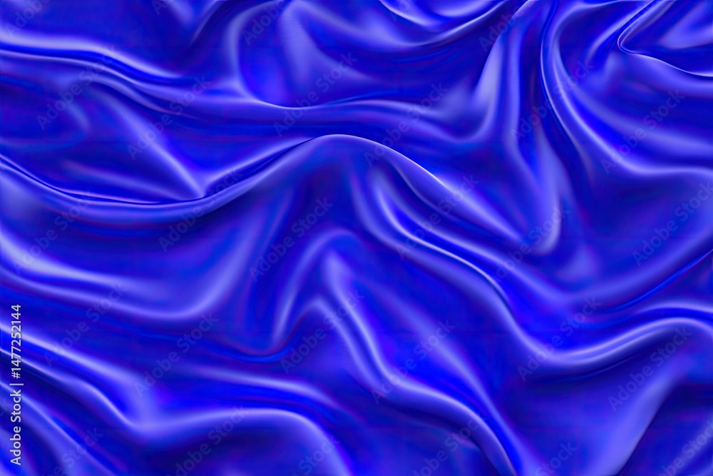 Fototapeta premium Deep blue, vibrant silk drapes in flowing folds. Detailed and smooth texture