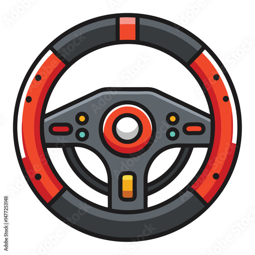 racing wheel gaming instrument isolated on white background