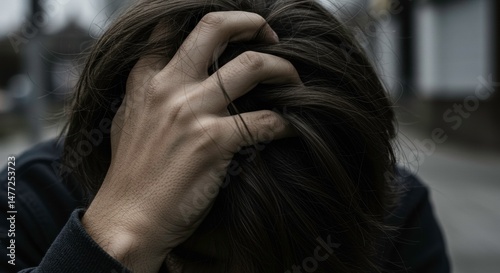 Deep contemplation intense emotions raw feeling human experience photo
