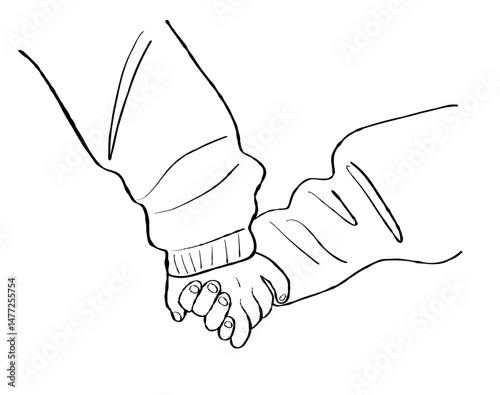 Cartoon illustration showing a brother holding his sister hand. A warm representation of sibling connection, care and shared childhood moments