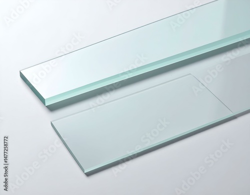 Two frosted glass panes on white background. Minimalist, modern, clean design. Ideal for website banners, product mockups, and architectural designs.