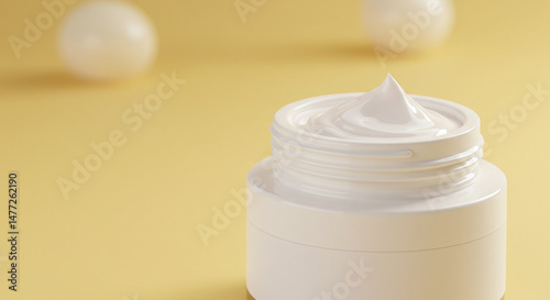 Luxurious facial cream, pristine elegance on pastel backdrop, a skincare harmony