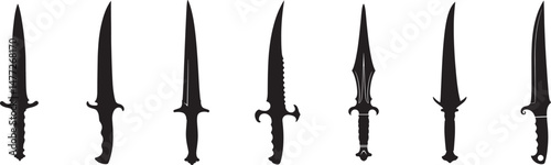 Hunting Knife silhouettes vector on transparent white background