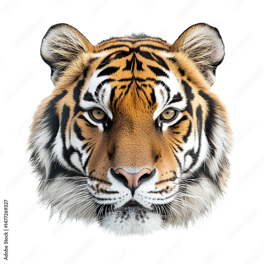 Naklejka premium Close Up of A Tiger Face Wildlife Animals Isolated on PNG Transparent Background
