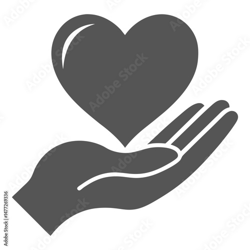 A red heart held gently in cupped hands, a vector illustration symbolizing love and care