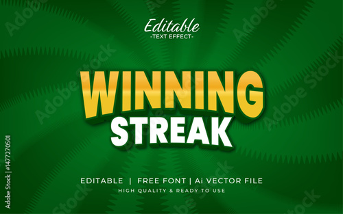 game editable text effect. winning streak business