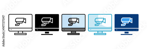 Camera Security Monitoring  Icon Set Multiple Style Collection