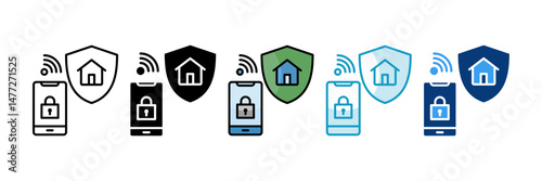 Smart Security  Icon Set Multiple Style Collection