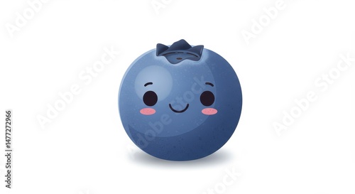 Cute Blueberry Character Winking on White Background