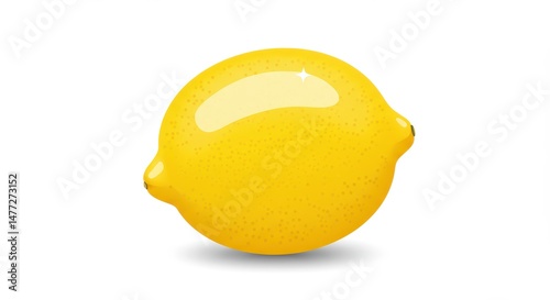 Single Ripe Lemon Illustration on White Background