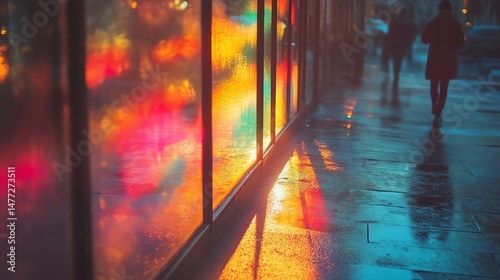 Wallpaper Mural A vibrant display of colorful window light illuminates the street, creating a picturesque urban scene full of life and charm. Torontodigital.ca