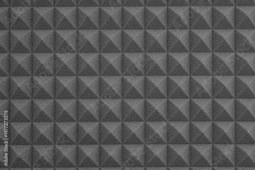 Black acoustic wall. Sound studio wall panels. Recording studio backdrop. Acoustical noise reduction foam. Music room. Soundproof room.	