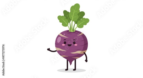 Cute Kohlrabi Cartoon Character Vegetable Illustration