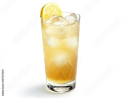 Wallpaper Mural A light amber cocktail, garnished with lemon slice, in a tall glass filled with ice Torontodigital.ca