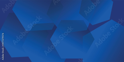 Modern abstract blue background with glowing geometric lines. Blue gradient hexagon shape design. Futuristic technology concept.
