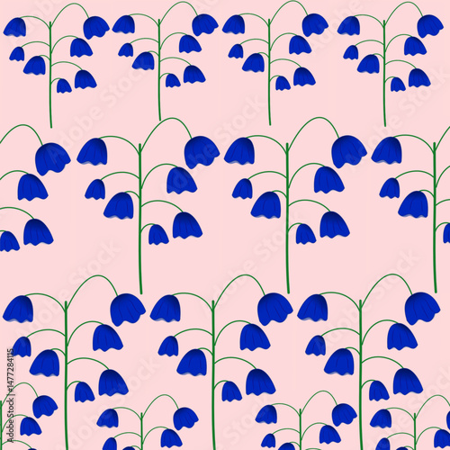 seamless floral pattern with flowers, Bluebell Flowers Pattern