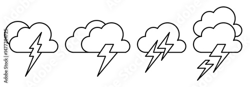 thunder cloud icon sheet vector symbol of weather illustration