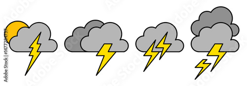 thunder cloud icon sheet vector symbol of weather illustration