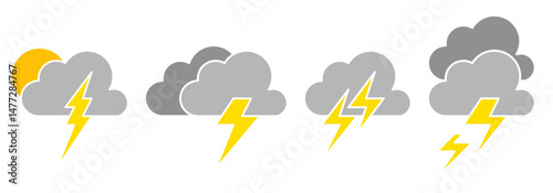 thunder cloud icon sheet vector symbol of weather illustration