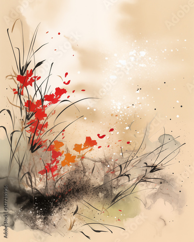 Japanese ink style background