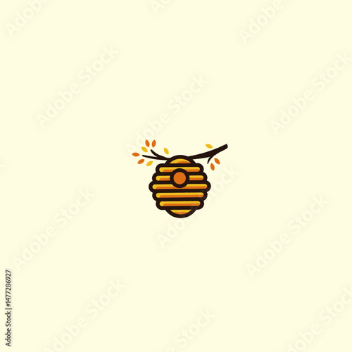 Bee hive logo flat vector design