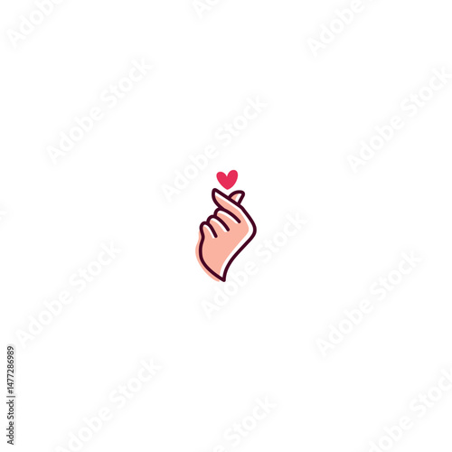 Korean love gesture finger logo flat vector design