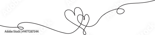 decorative artline one line continuous love heart affection valentine adoration