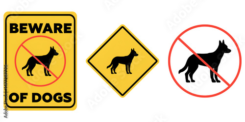 beware of dog sign set