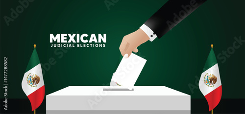 Mexican judicial elections hand putting vote vector poster