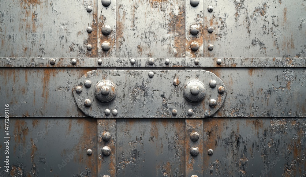 Fototapeta premium Weathered Metal Panel with Ornamental Details