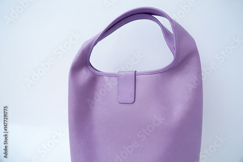 lite purple Sparkling casual leather women bag closeup on pure white background wallpaper