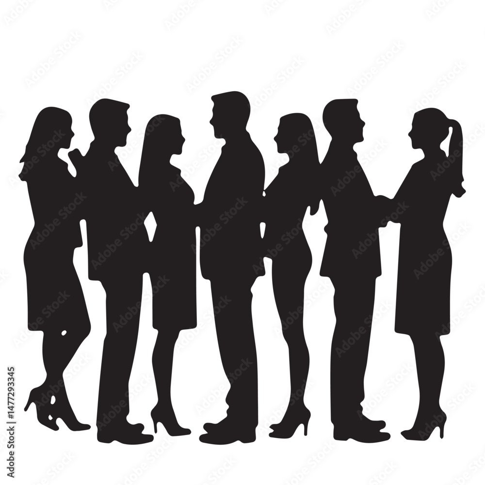 Business people silhouettes, group of standing business men and women
Business people silhouettes, group of standing business men and women