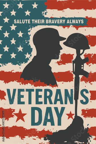 Veterans Day Gun With Soldier Silhouette Tribute Design