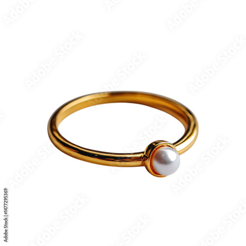 Wallpaper Mural dainty ring with off-center tiny pearl, isolated on transparent background Torontodigital.ca