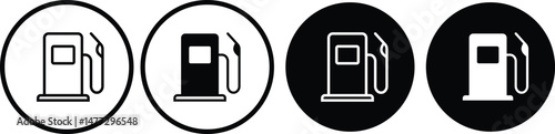 Gas station icon. Fuel pump icon set. Electric charger vector set. 
