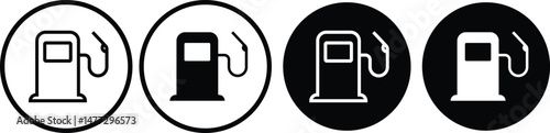Gas station icon. Fuel pump icon set. Electric charger vector set. 
