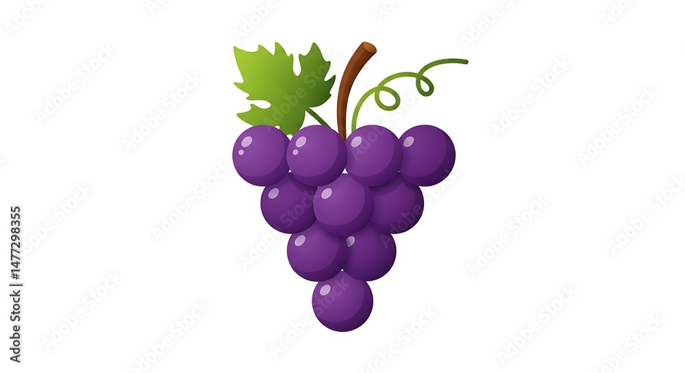 Fototapeta premium Bunch of Purple Grapes Isolated on White Background