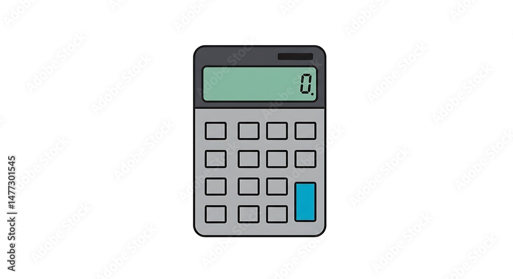 Calculator with Display Showing Zero for Math and Finance Use Calculator with Display Showing Zero for Math and Finance Use