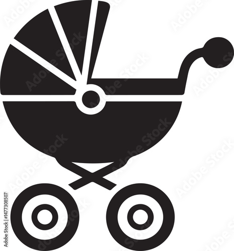 Baby carriage black silhouette vector, baby carriage icon vector2.eps