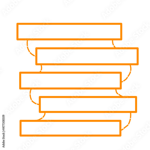 Abstract infographic design featuring connected bars in orange on black background