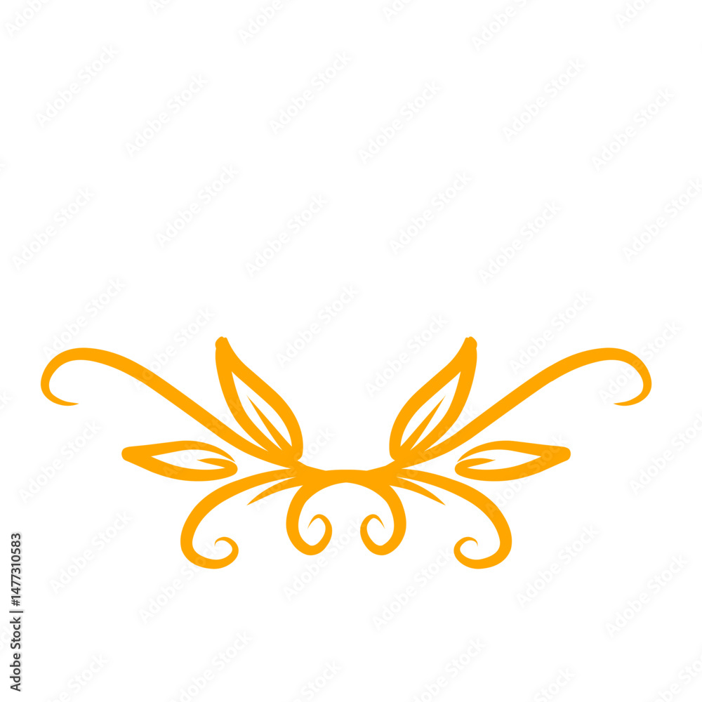 Fototapeta premium Elegant symmetrical floral emblem design with minimalist golden flourishes