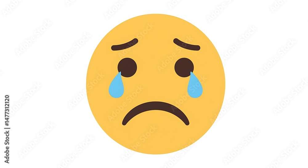 Fototapeta premium Crying Face Emoji Sad Emotional Expression Icon