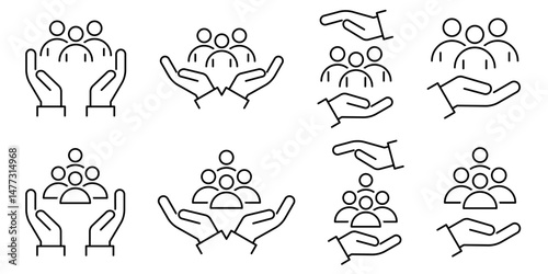 An Inclusive Worker Icon set. Community Care. Inclusion Social Equity. Help or support Employee. Gender Equality Symbol. Vector illustration.