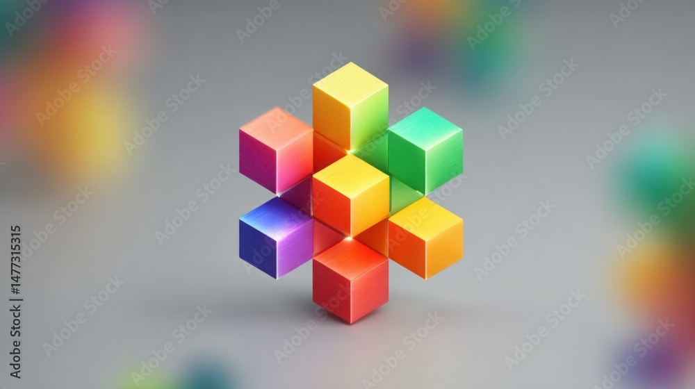 Obraz premium Vibrant and colorful cube representing complex data structures in an ai-driven liquidity grid conceptual framework