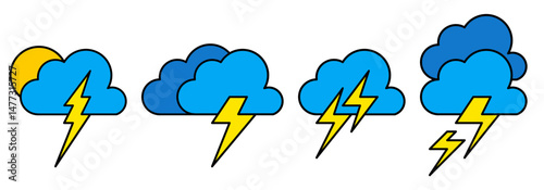 thunder cloud icon sheet vector symbol of weather illustration